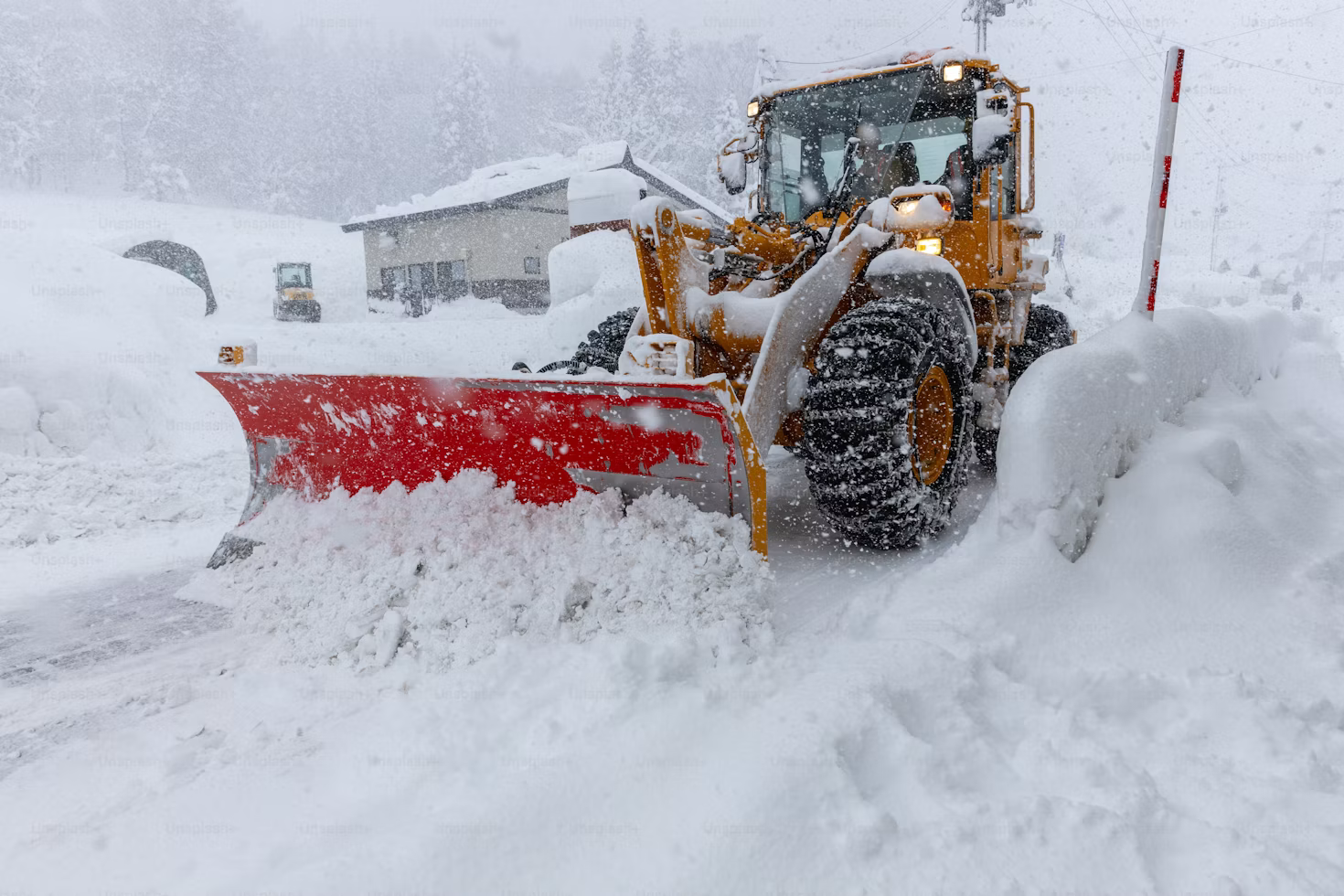 Snow deck clearing in action